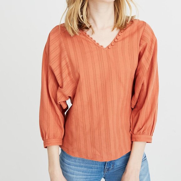 Madewell Tops - Madewell Raglan Peasant Top in Stripe Orange